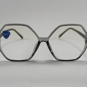 عینک بلوکات چند ضلعی مخصوص مطالعه و کامپیوتر  رنگ دودی با جلد و دستمال