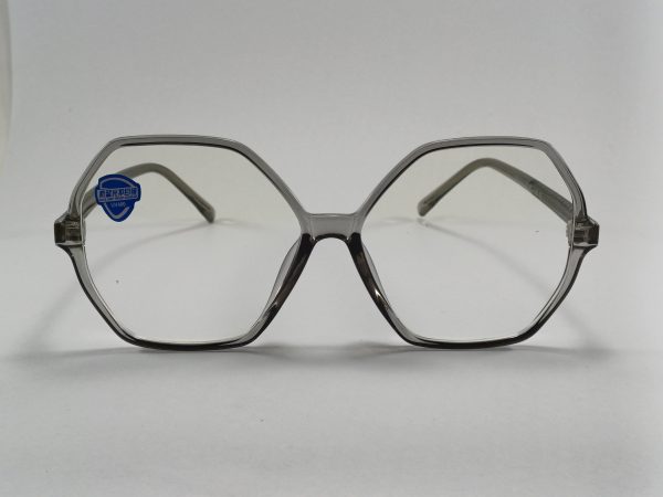 عینک بلوکات چند ضلعی مخصوص مطالعه و کامپیوتر  رنگ دودی با جلد و دستمال