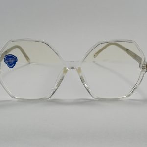 عینک بلوکات چند ضلعی مخصوص مطالعه و کامپیوتر  رنگ شفاف با جلد و دستمال