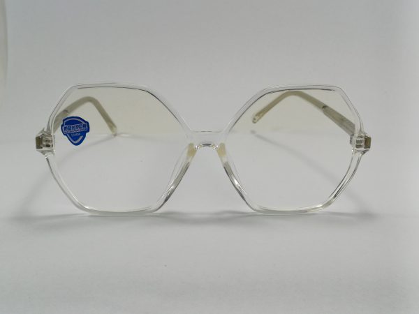 عینک بلوکات چند ضلعی مخصوص مطالعه و کامپیوتر  رنگ شفاف با جلد و دستمال