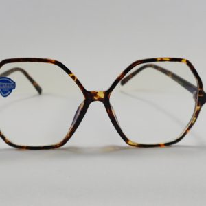 عینک بلوکات چند ضلعی مخصوص مطالعه و کامپیوتر  رنگ تایگر قهوه ای با جلد و دستمال